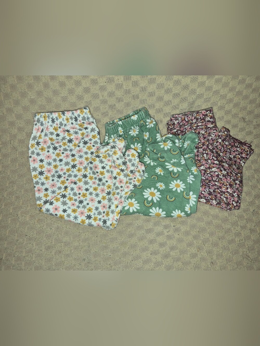 Carter's Floral Pajama Bottoms Trio - Green, White, Pink